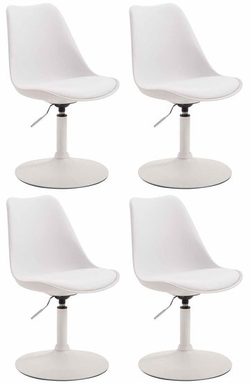 4-delige set Eetkamerstoelen - Keukenstoelen - Comfortabel & 360° Draaibaar Design Kleur wit Onderstel Kleur wit