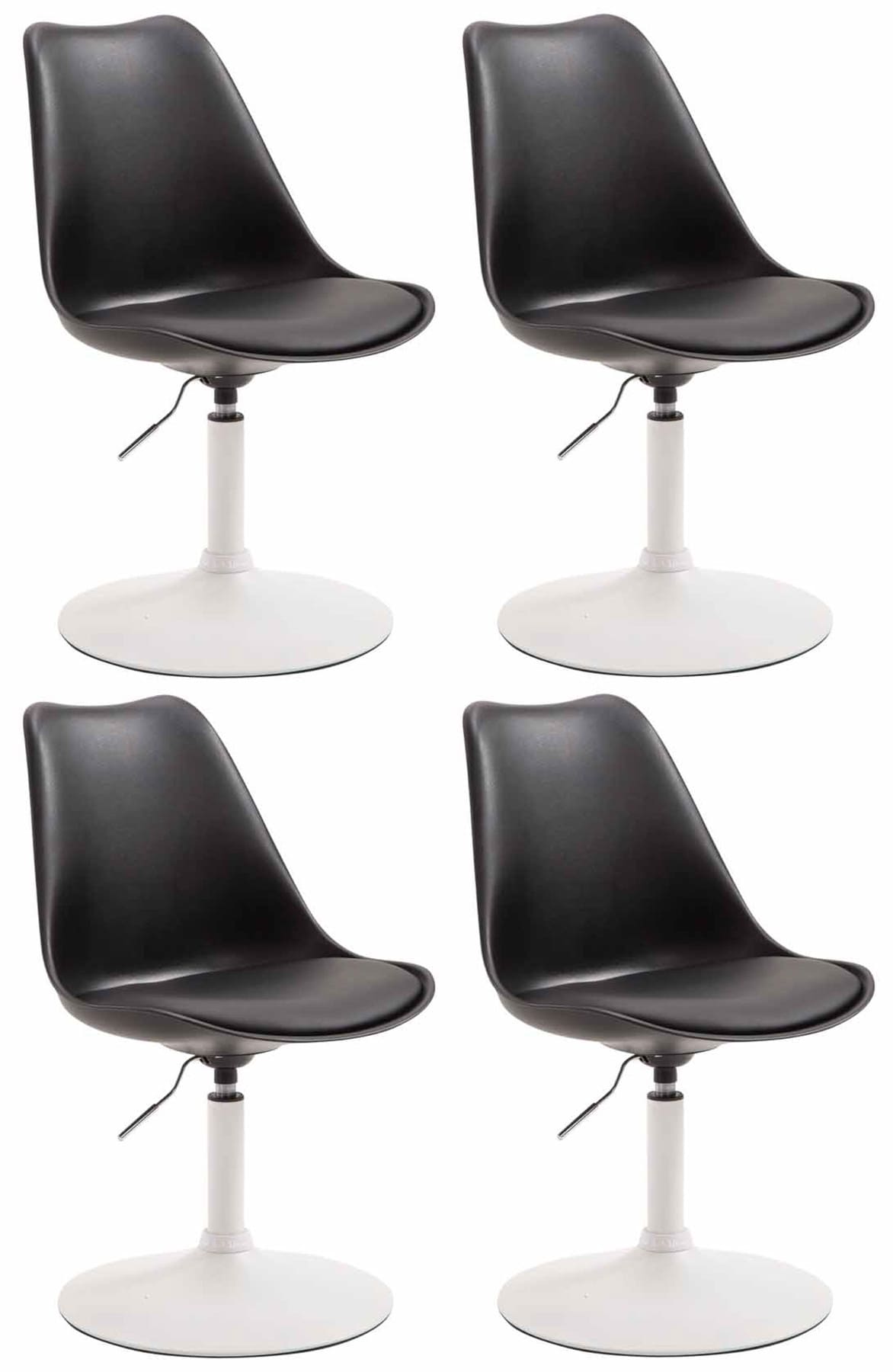 Set van 4 Kunststof Eetkamerstoelen - Dining Chairs - Comfortabel Zitten, Modern Ontwerp Kleur zwart
