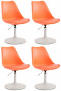 4-delige set Eetkamerstoelen - Keukenstoelen - Comfortabel & 360° Draaibaar Design Kleur oranje Onderstel Kleur wit