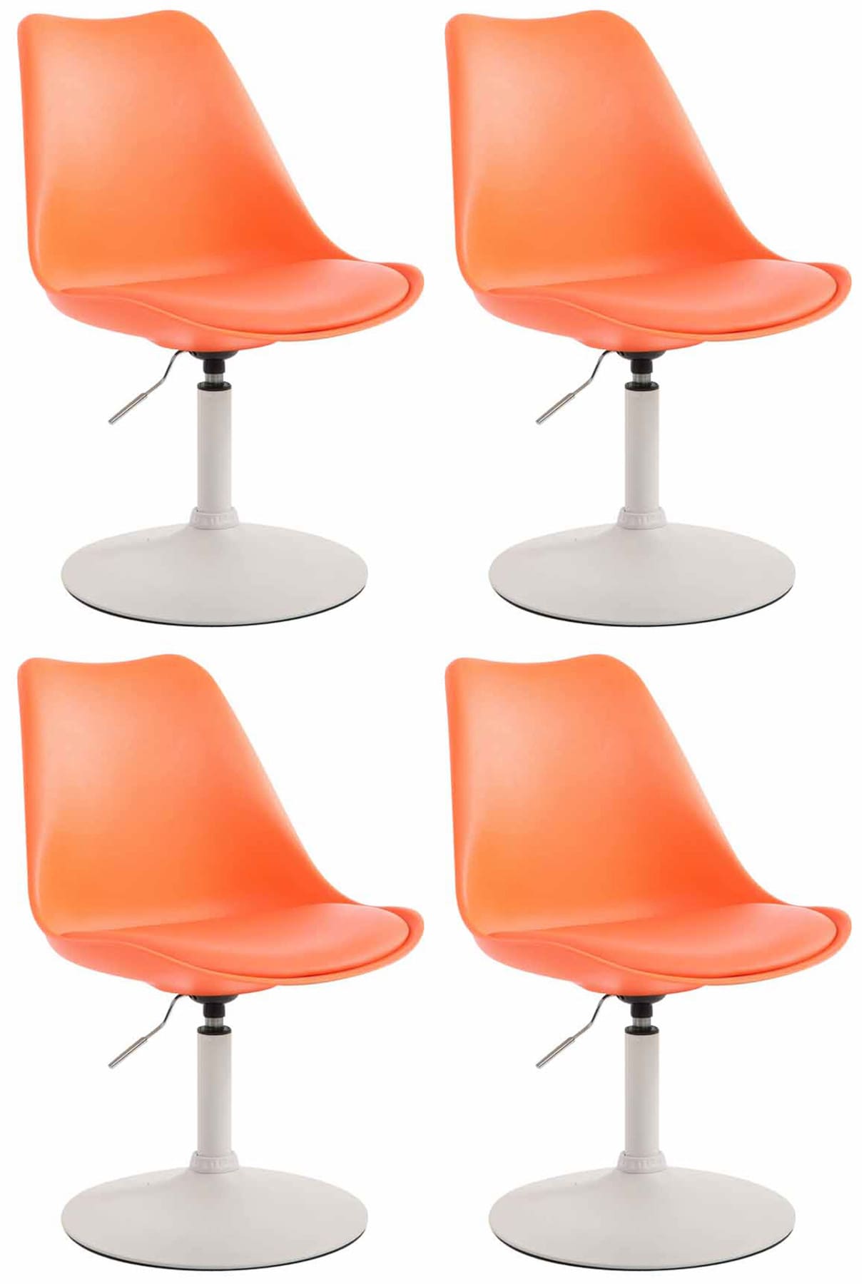 4-delige set Eetkamerstoelen - Keukenstoelen - Comfortabel & 360° Draaibaar Design Kleur oranje Onderstel Kleur wit