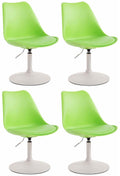 4-delige set Eetkamerstoelen - Keukenstoelen - Comfortabel & 360° Draaibaar Design Kleur groen Onderstel Kleur wit