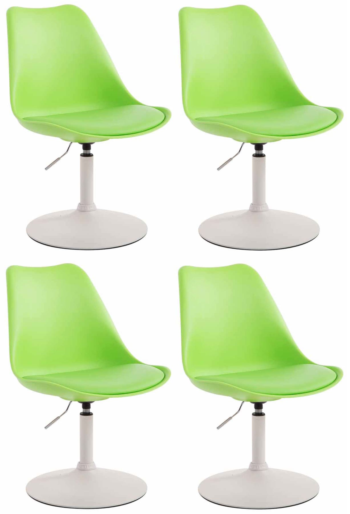 4-delige set Eetkamerstoelen - Keukenstoelen - Comfortabel & 360° Draaibaar Design Kleur groen Onderstel Kleur wit