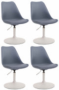 4-delige set Eetkamerstoelen - Keukenstoelen - Comfortabel & 360° Draaibaar Design Kleur grijs Onderstel Kleur wit