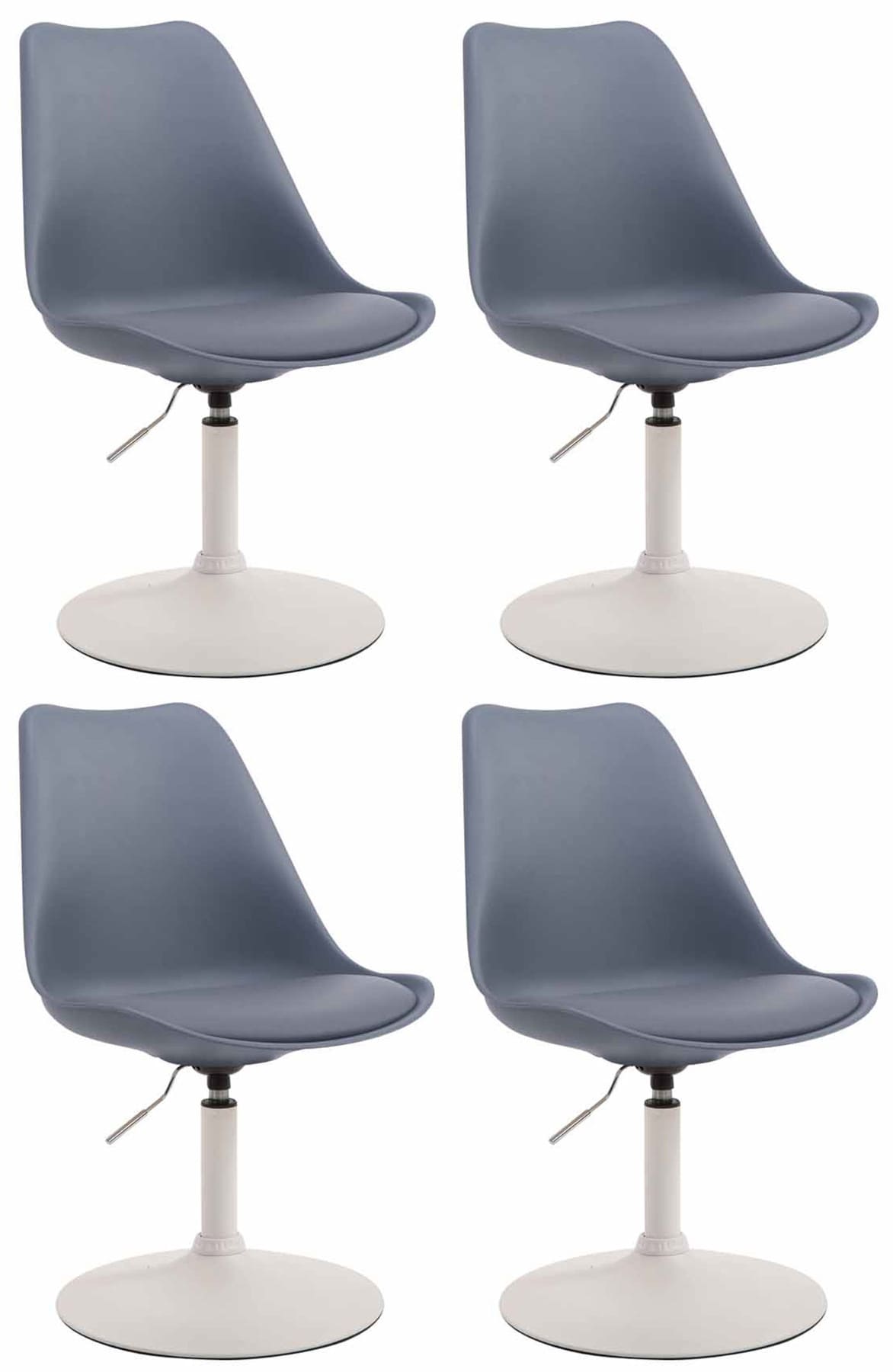 4-delige set Eetkamerstoelen - Keukenstoelen - Comfortabel & 360° Draaibaar Design Kleur grijs Onderstel Kleur wit