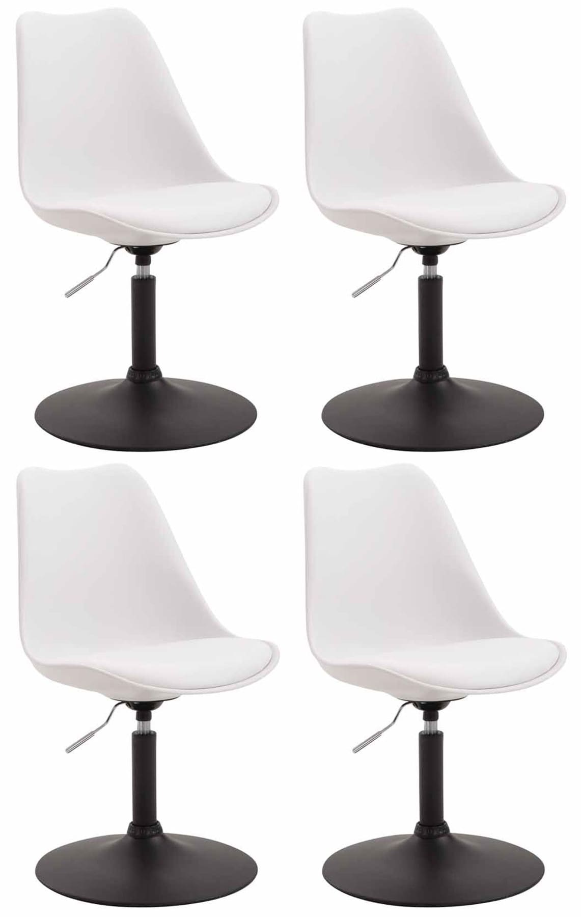 4-delige set Eetkamerstoelen - Keukenstoelen - Comfortabel & 360° Draaibaar Design Kleur wit Onderstel Kleur zwart