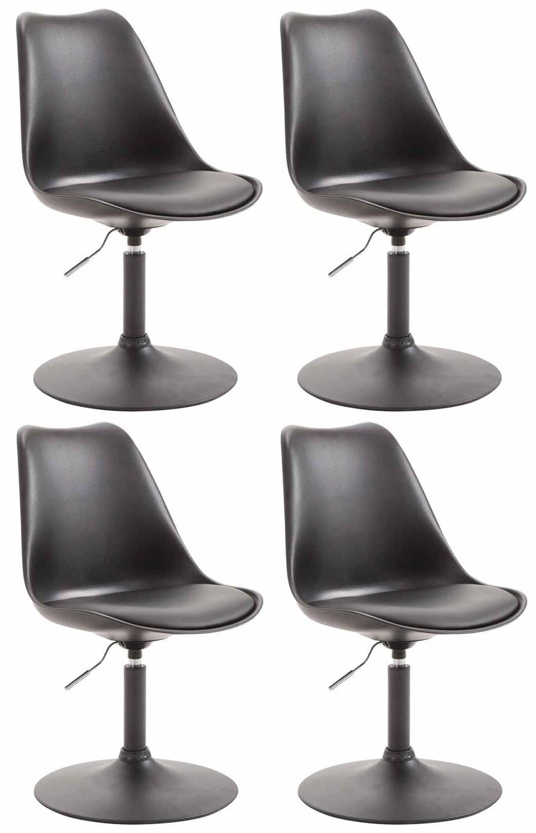 Set van 4 Eetkamerstoelen - Kunststof Stoelen - In Hoogte Verstelbaar & Draaibaar Kleur zwart