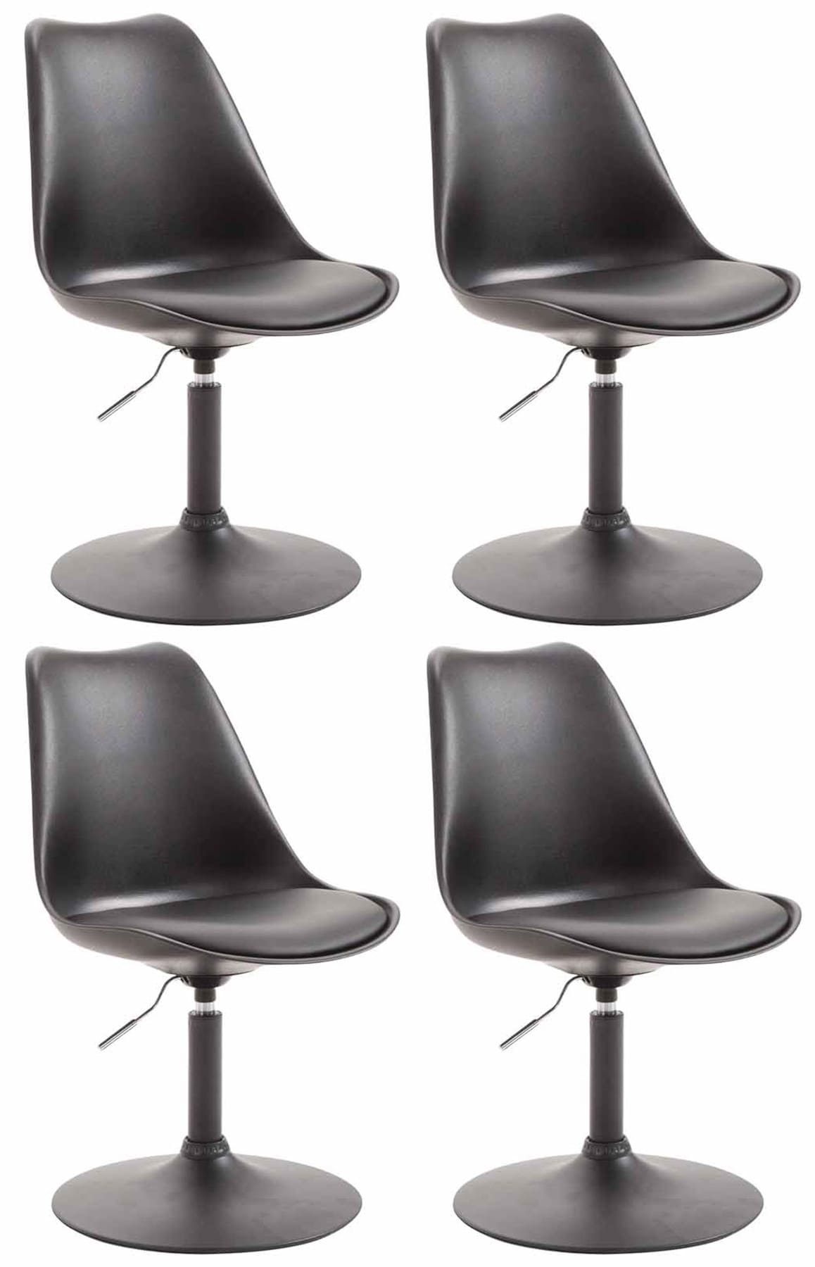 Set van 4 Eetkamerstoelen - Kunststof Stoelen - In Hoogte Verstelbaar & Draaibaar Kleur zwart