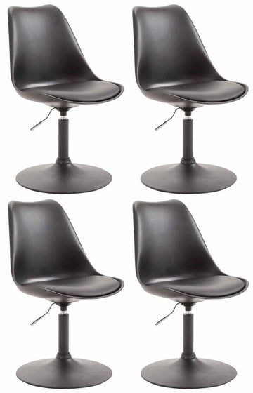Set van 4 Eetkamerstoelen - Kunststof Stoelen - In Hoogte Verstelbaar & Draaibaar Kleur zwart