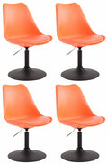 4-delige set Eetkamerstoelen - Keukenstoelen - Comfortabel & 360° Draaibaar Design Kleur oranje Onderstel Kleur zwart
