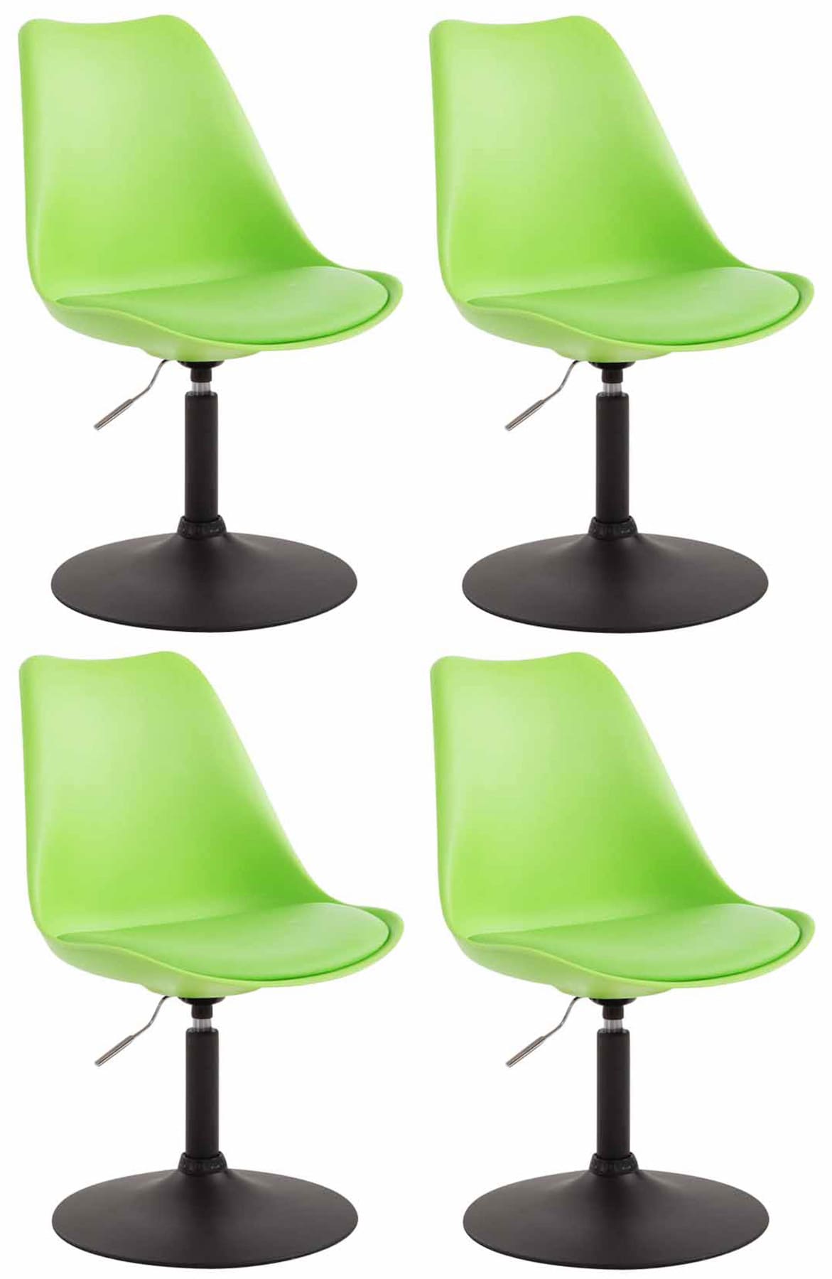 4-delige set Eetkamerstoelen - Keukenstoelen - Comfortabel & 360° Draaibaar Design Kleur groen Onderstel Kleur zwart