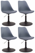 4-delige set Eetkamerstoelen - Keukenstoelen - Comfortabel & 360° Draaibaar Design Kleur grijs Onderstel Kleur zwart