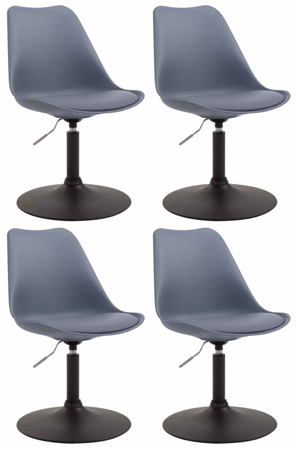 4-delige set Eetkamerstoelen - Keukenstoelen - Comfortabel & 360° Draaibaar Design Kleur grijs Onderstel Kleur zwart