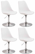 4-delige set Eetkamerstoelen - Keukenstoelen - Comfortabel & 360° Draaibaar Design Kleur wit Onderstel Kleur chroom