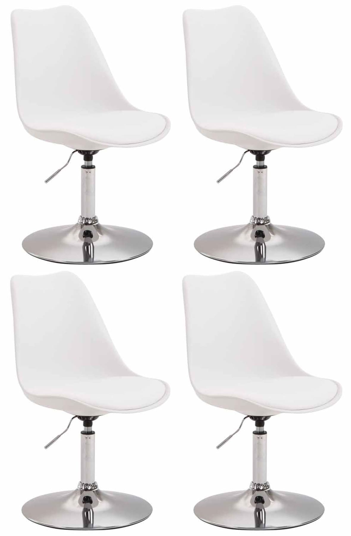 4-delige set Eetkamerstoelen - Keukenstoelen - Comfortabel & 360° Draaibaar Design Kleur wit Onderstel Kleur chroom