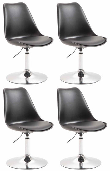 Set van 4 Draaibare Eetkamerstoelen - Kunststof - Verstelbare Hoogte en 360° Rotatie Kleur zwart