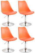 4-delige set Eetkamerstoelen - Keukenstoelen - Comfortabel & 360° Draaibaar Design Kleur oranje Onderstel Kleur chroom