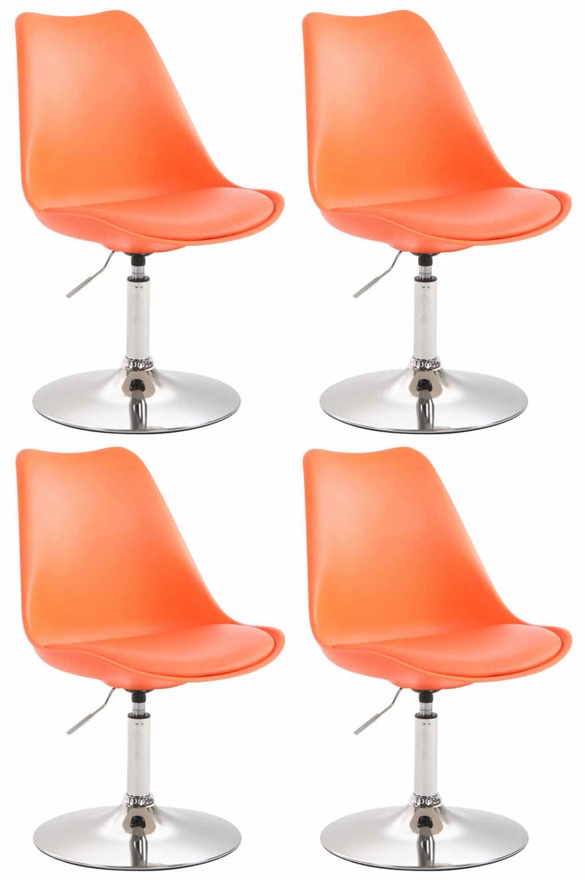 4-delige set Eetkamerstoelen - Keukenstoelen - Comfortabel & 360° Draaibaar Design Kleur oranje Onderstel Kleur chroom
