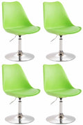 4-delige set Eetkamerstoelen - Keukenstoelen - Comfortabel & 360° Draaibaar Design Kleur groen Onderstel Kleur chroom