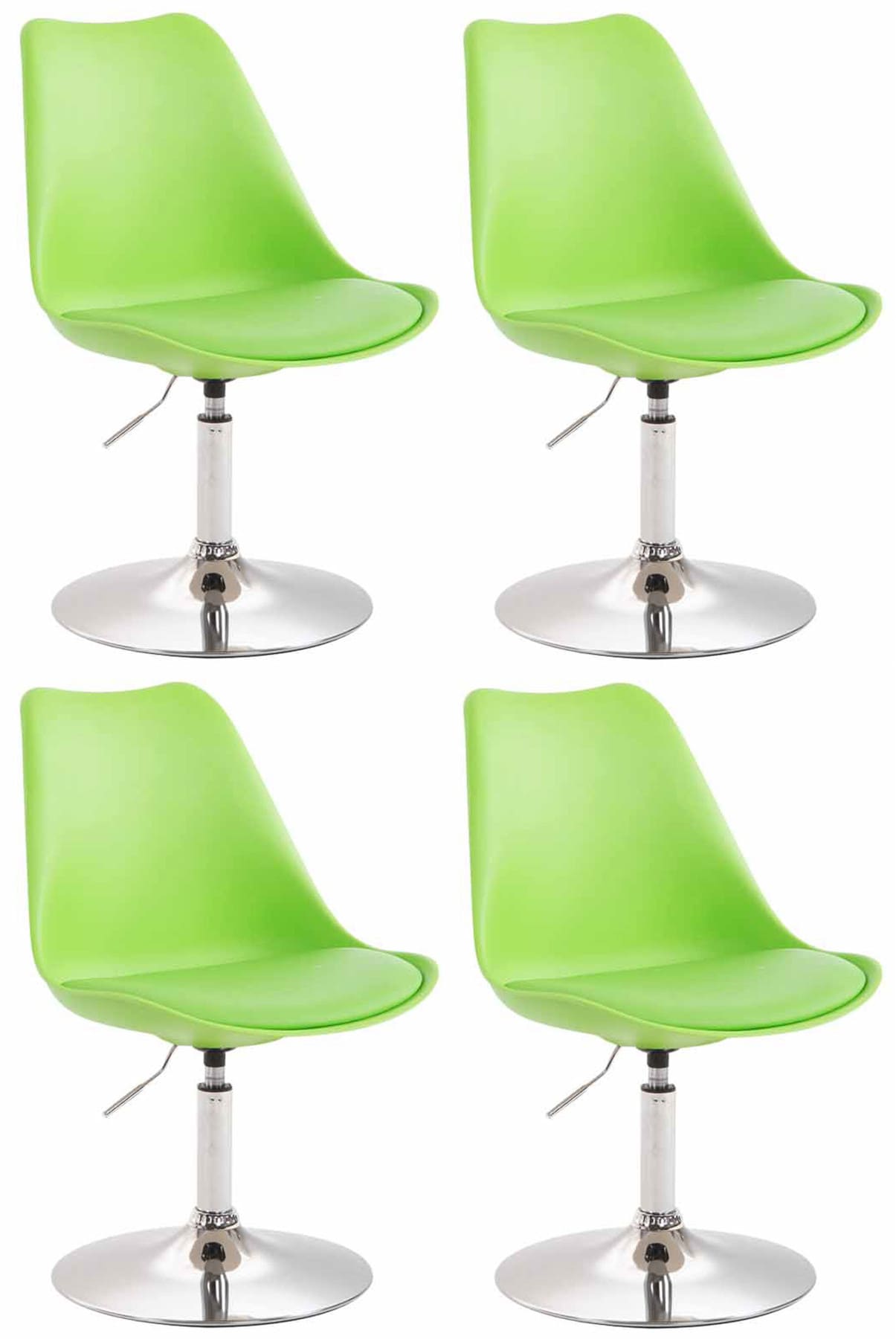 4-delige set Eetkamerstoelen - Keukenstoelen - Comfortabel & 360° Draaibaar Design Kleur groen Onderstel Kleur chroom