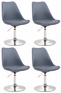 4-delige set Eetkamerstoelen - Keukenstoelen - Comfortabel & 360° Draaibaar Design Kleur grijs Onderstel Kleur chroom