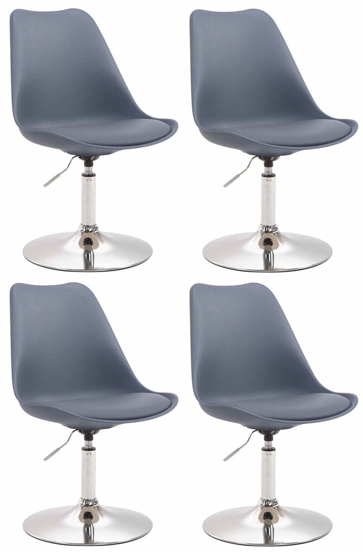 4-delige set Eetkamerstoelen - Keukenstoelen - Comfortabel & 360° Draaibaar Design Kleur grijs Onderstel Kleur chroom