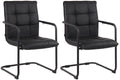 Set van 2 Eetkamerstoelen - Dining chairs - Hoog zitcomfort - Kunstleer en Metaal Kleur zwart