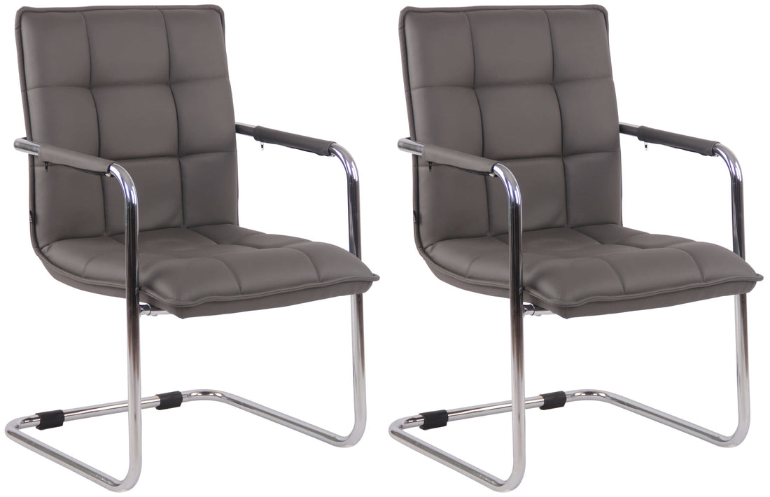 Set van 2 Eetkamerstoelen Kunstleer - Imitatieleer - Optimaal Zitcomfort Kleur grijs