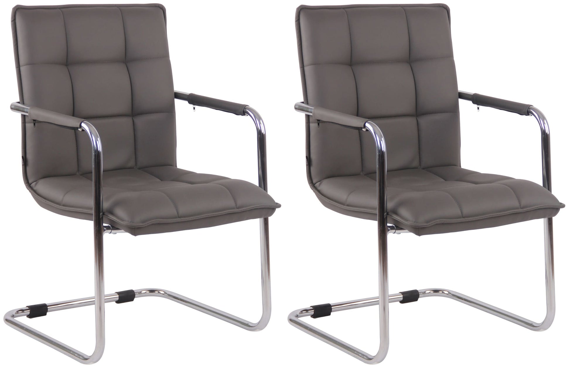 Set van 2 Eetkamerstoelen Kunstleer - Imitatieleer - Optimaal Zitcomfort Kleur grijs