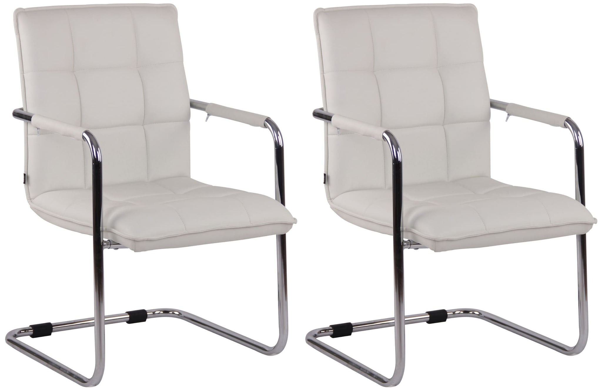 Set van 2 Luxe Eetkamerstoelen, Keukenstoelen, Comfortabel Kunstleer & Chroom/Zwart Frame Kleur wit