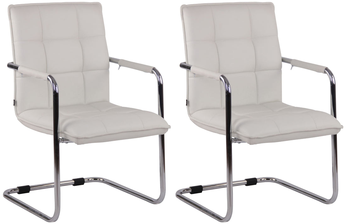 Set van 2 Luxe Eetkamerstoelen, Keukenstoelen, Comfortabel Kunstleer & Chroom/Zwart Frame Kleur wit