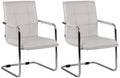 Set van 2 Luxe Eetkamerstoelen, Keukenstoelen, Comfortabel Kunstleer & Chroom/Zwart Frame Kleur wit