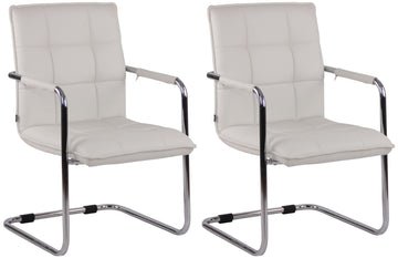 Set van 2 Luxe Eetkamerstoelen, Keukenstoelen, Comfortabel Kunstleer & Chroom/Zwart Frame Kleur wit