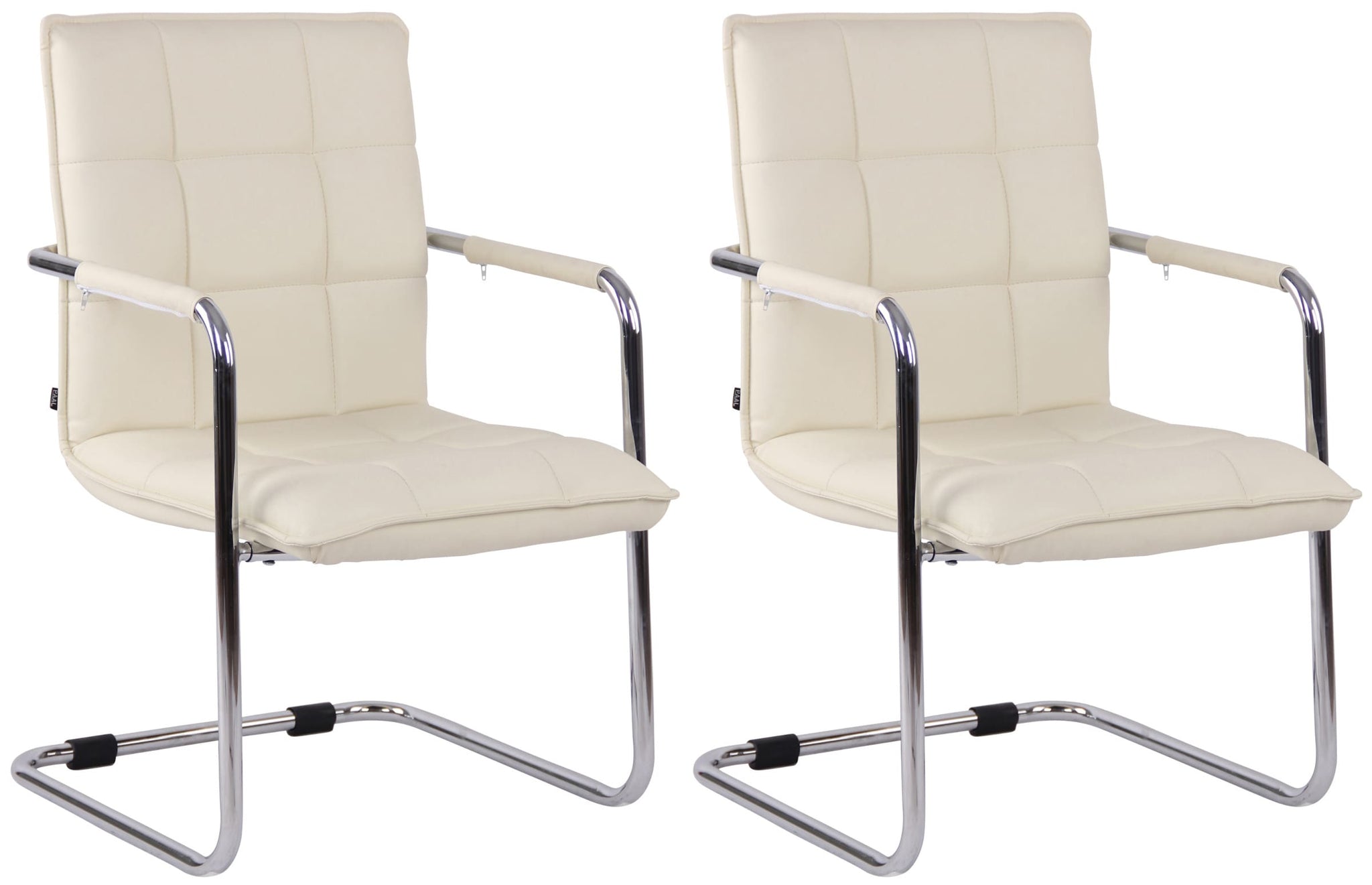 2-delige set Eetkamerstoelen - Dining Chairs - Hoog zitcomfort en stijlvol (kunstleer en metaal) Kleur crème