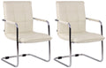 2-delige set Eetkamerstoelen - Dining Chairs - Hoog zitcomfort en stijlvol (kunstleer en metaal) Kleur crème