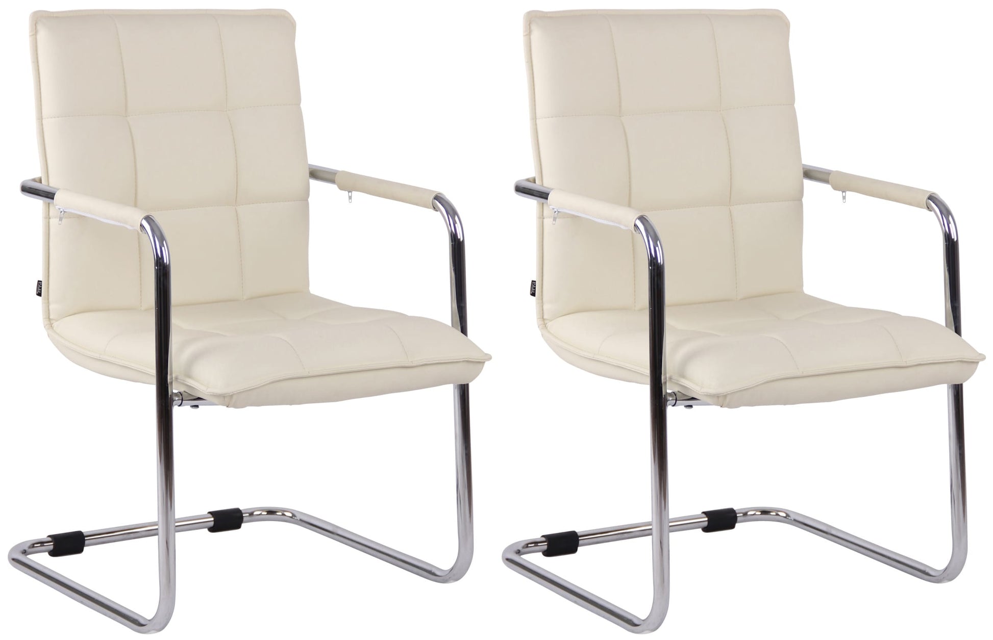 2-delige set Eetkamerstoelen - Dining Chairs - Hoog zitcomfort en stijlvol (kunstleer en metaal) Kleur crème