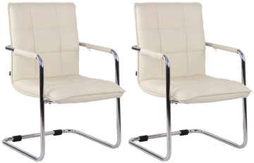 2-delige set Eetkamerstoelen - Dining Chairs - Hoog zitcomfort en stijlvol (kunstleer en metaal) Kleur crème