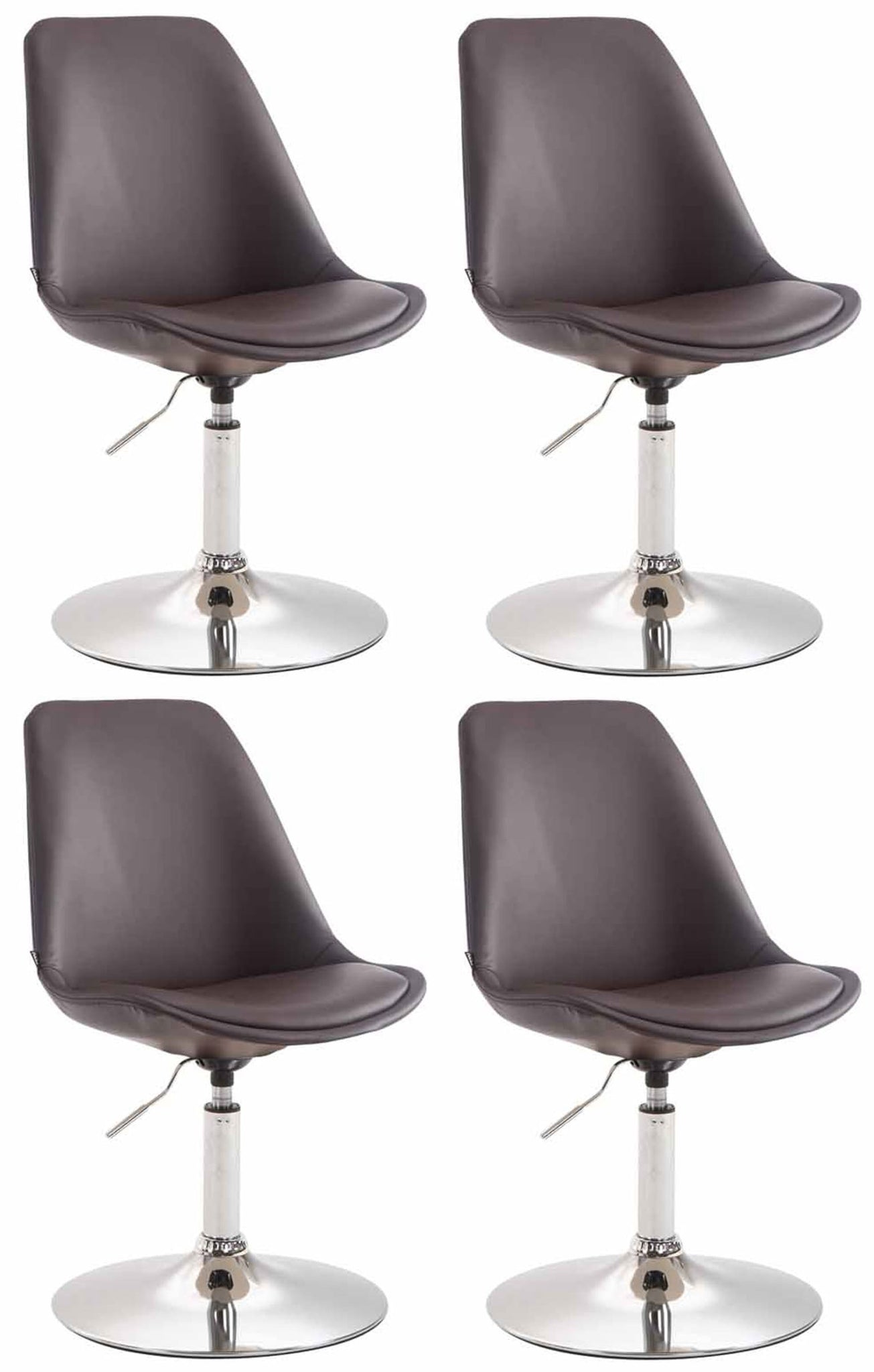 4-delige set Eetkamerstoelen Kunstleer - Stoelen - Modern Design, Comfortabel Zitten Kleur bruin Onderstel Kleur chroom