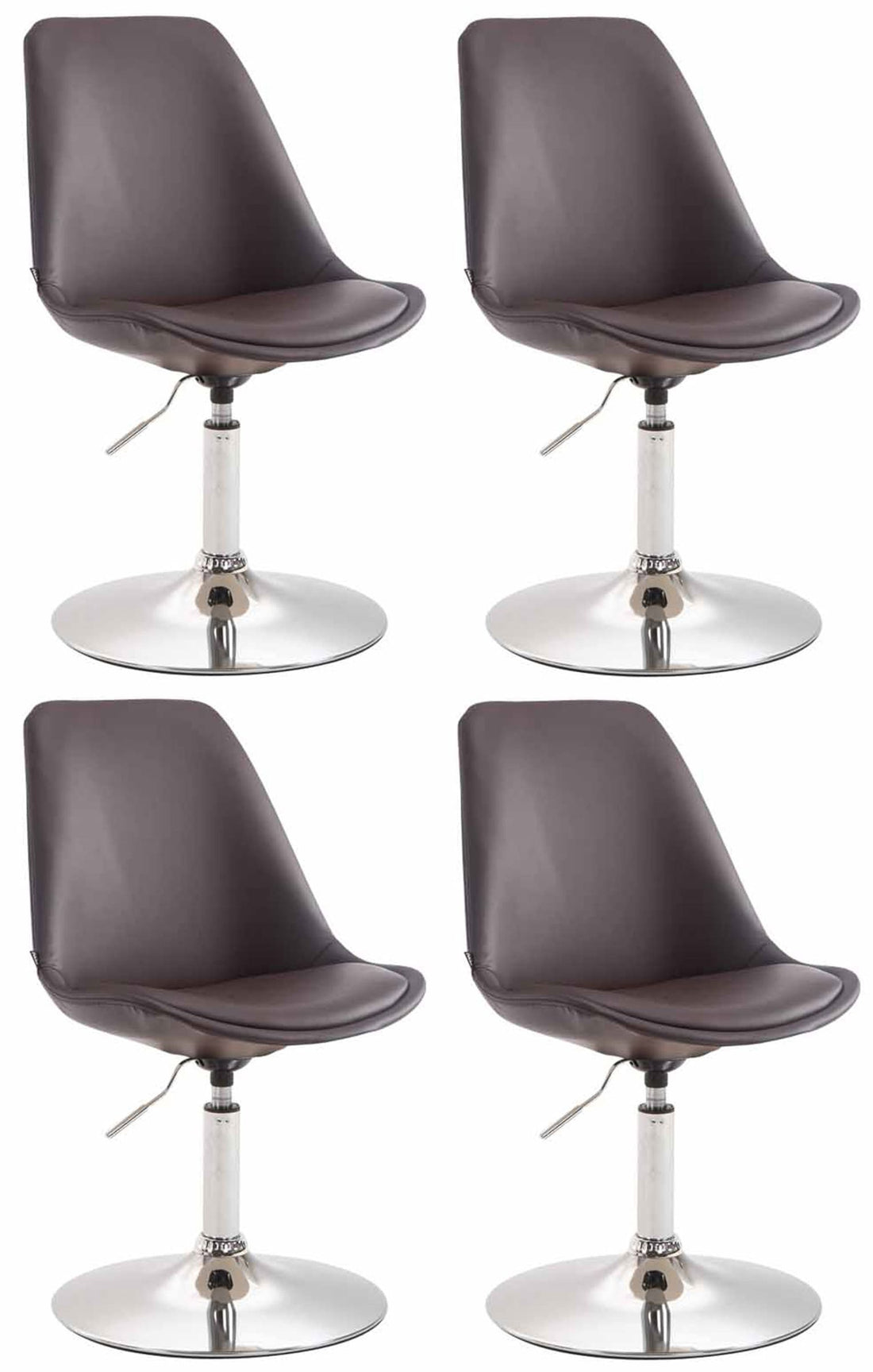 4-delige set Eetkamerstoelen Kunstleer - Stoelen - Modern Design, Comfortabel Zitten Kleur bruin Onderstel Kleur chroom
