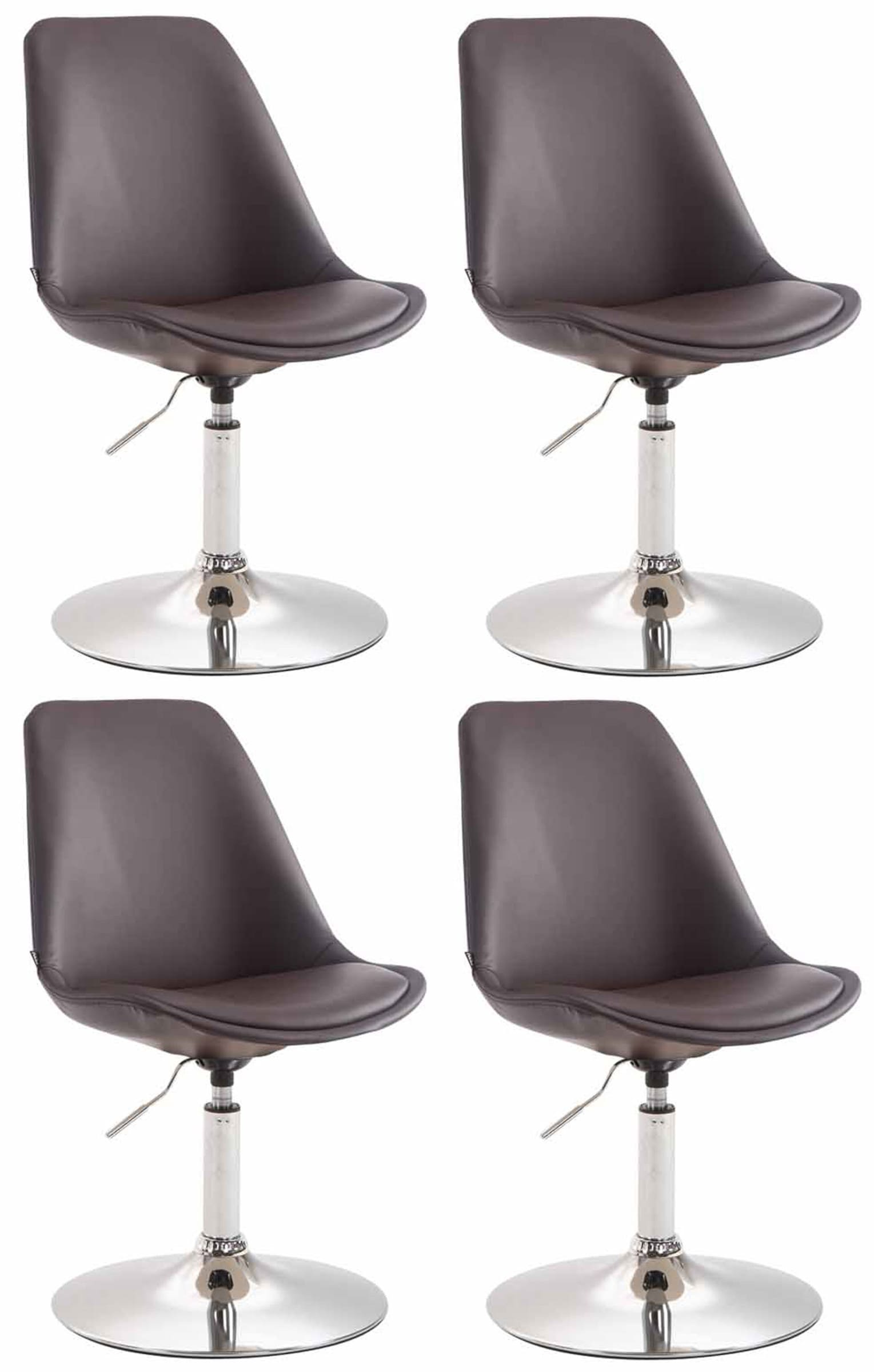 4-delige set Eetkamerstoelen Kunstleer - Stoelen - Modern Design, Comfortabel Zitten Kleur bruin Onderstel Kleur chroom