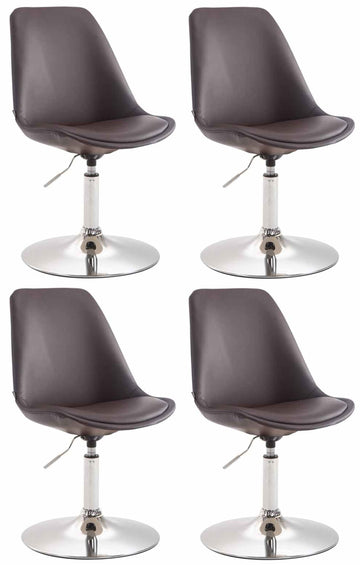 4-delige set Eetkamerstoelen Kunstleer - Stoelen - Modern Design, Comfortabel Zitten Kleur bruin Onderstel Kleur chroom