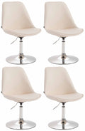 4-delige set Eetkamerstoelen Kunstleer - Stoelen - Modern Design, Comfortabel Zitten Kleur crème Onderstel Kleur chroom