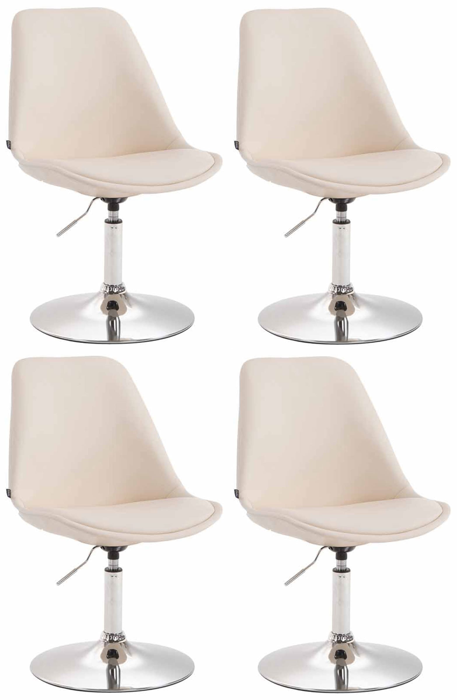 4-delige set Eetkamerstoelen Kunstleer - Stoelen - Modern Design, Comfortabel Zitten Kleur crème Onderstel Kleur chroom