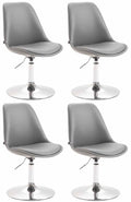4-delige set Eetkamerstoelen Kunstleer - Stoelen - Modern Design, Comfortabel Zitten Kleur grijs Onderstel Kleur chroom