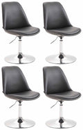 4-delige set Eetkamerstoelen Kunstleer - Stoelen - Modern Design, Comfortabel Zitten Kleur zwart Onderstel Kleur chroom