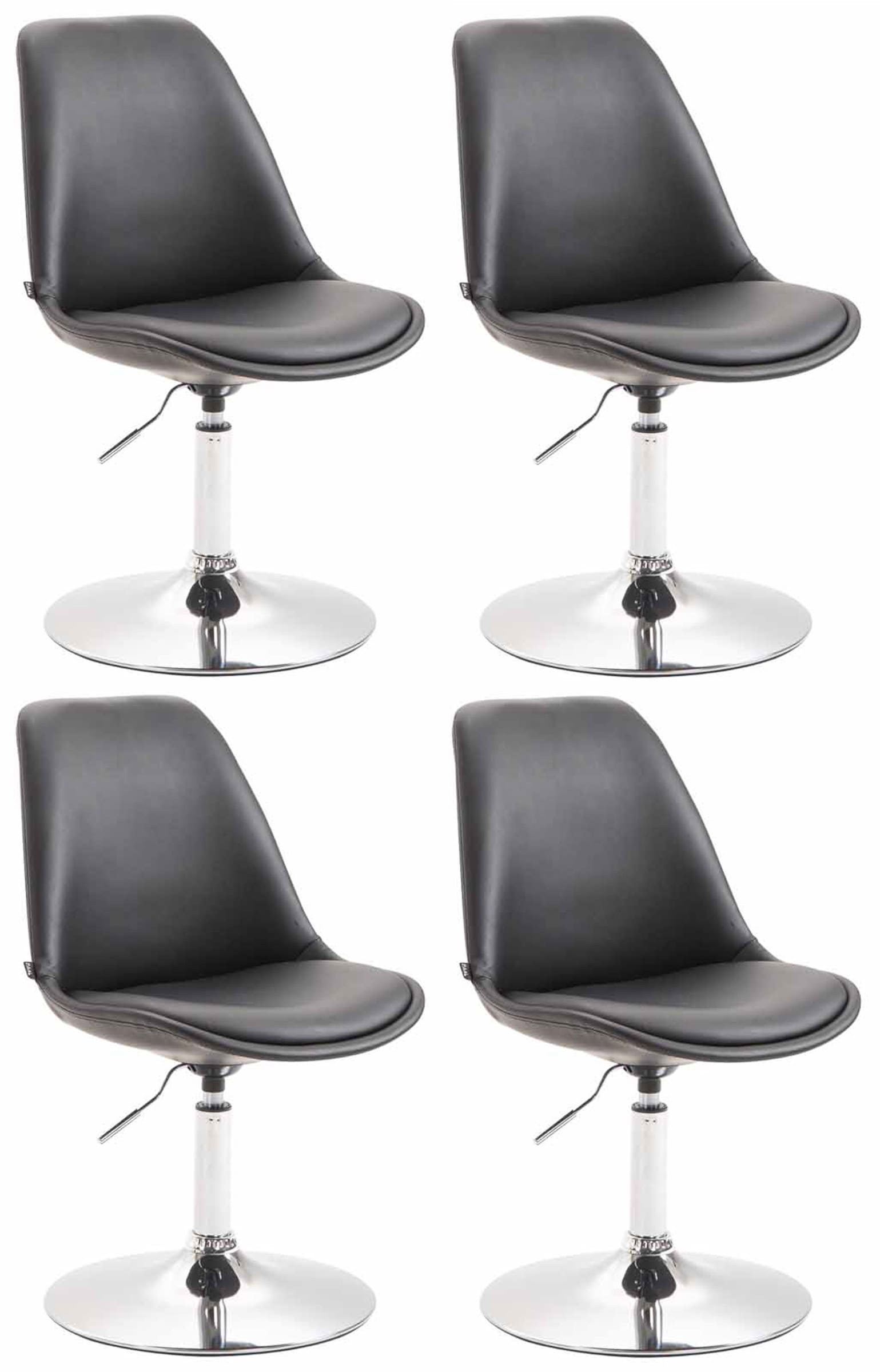 4-delige set Eetkamerstoelen Kunstleer - Stoelen - Modern Design, Comfortabel Zitten Kleur zwart Onderstel Kleur chroom