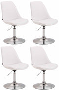 4-delige set Eetkamerstoelen Kunstleer - Stoelen - Modern Design, Comfortabel Zitten Kleur wit Onderstel Kleur chroom