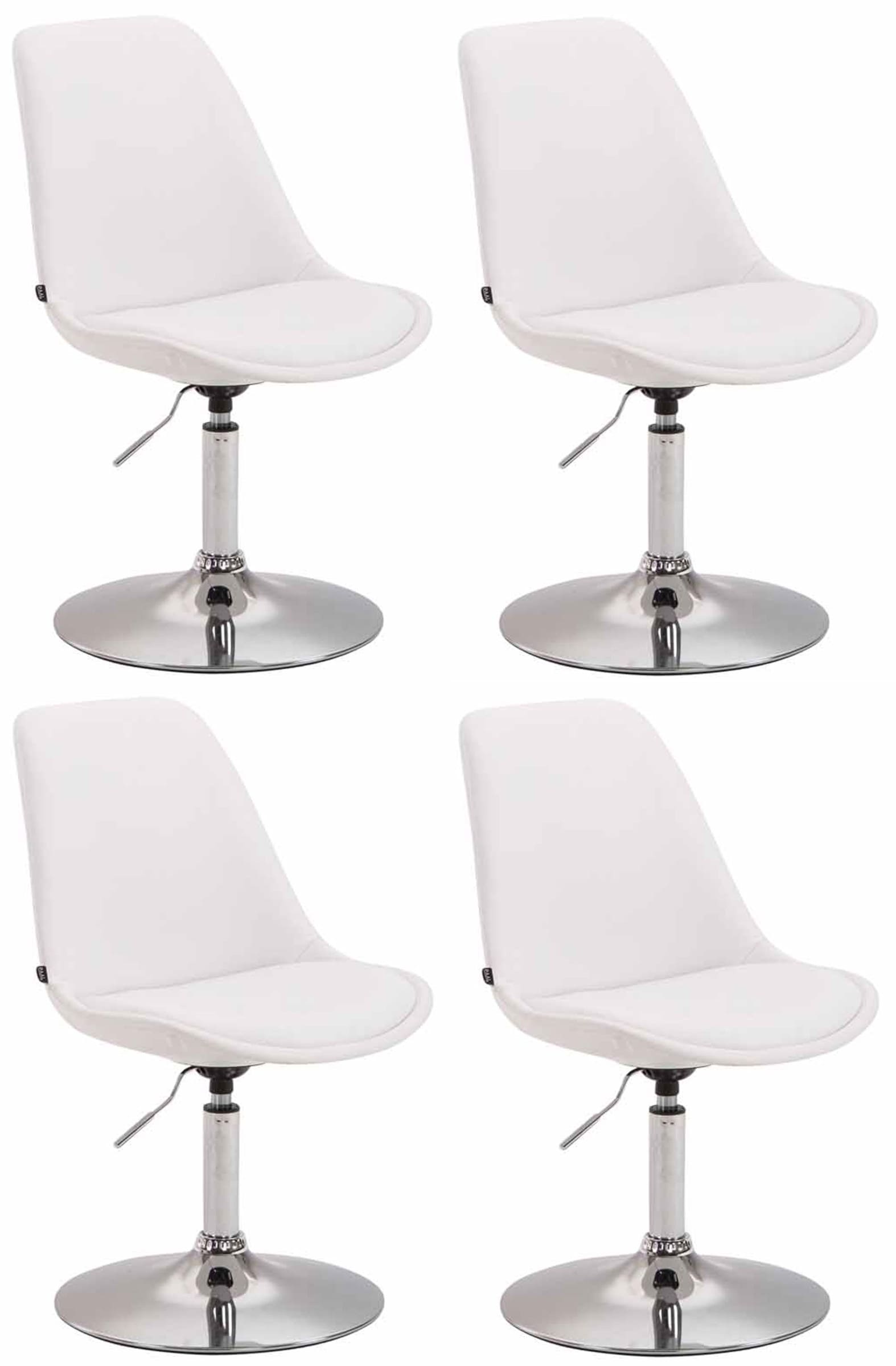 4-delige set Eetkamerstoelen Kunstleer - Stoelen - Modern Design, Comfortabel Zitten Kleur wit Onderstel Kleur chroom