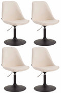 4-delige set Eetkamerstoelen Kunstleer - Stoelen - Modern Design, Comfortabel Zitten Kleur crème Onderstel Kleur zwart