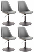 4-delige set Eetkamerstoelen Kunstleer - Stoelen - Modern Design, Comfortabel Zitten Kleur grijs Onderstel Kleur zwart