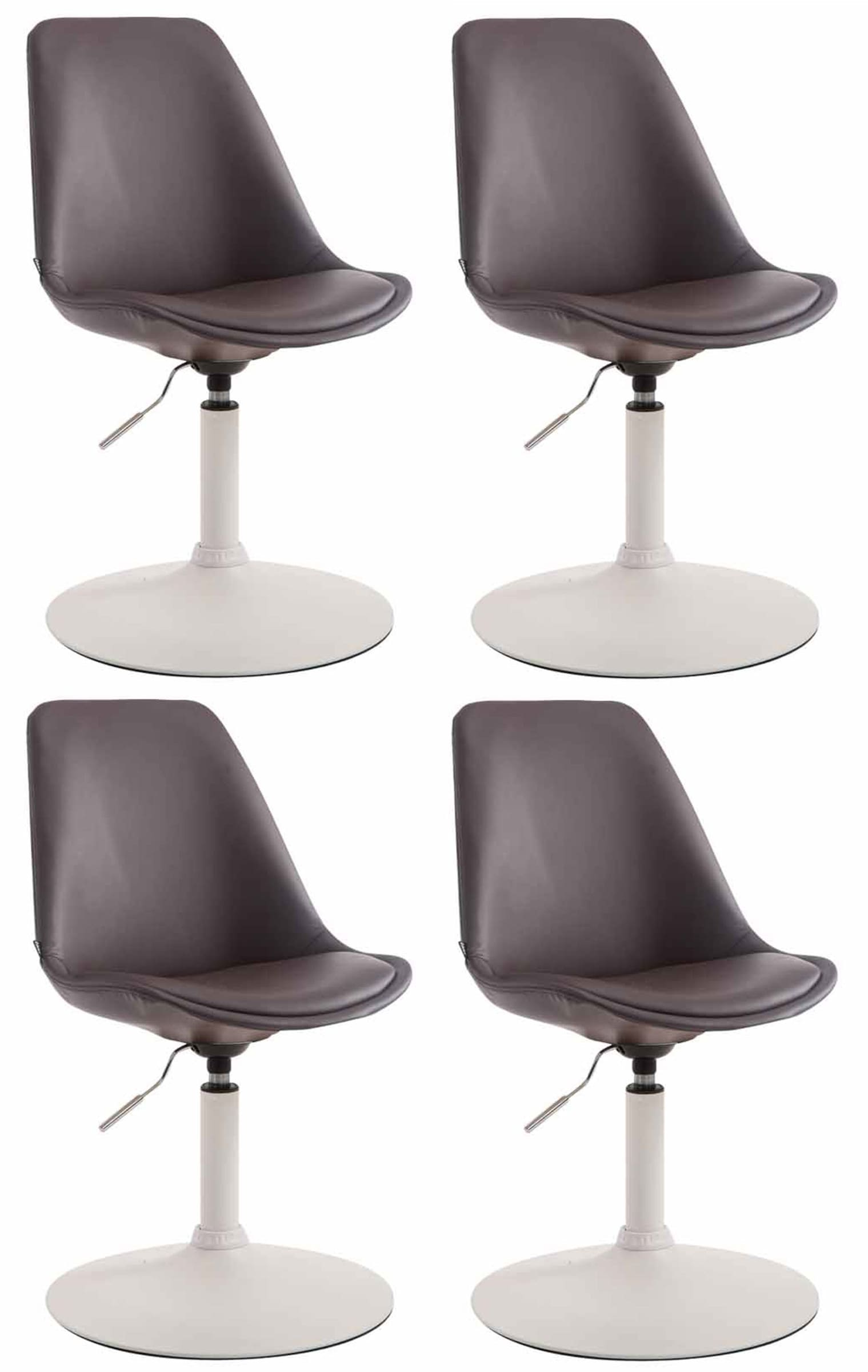 4-delige set Eetkamerstoelen Kunstleer - Stoelen - Modern Design, Comfortabel Zitten Kleur bruin Onderstel Kleur wit